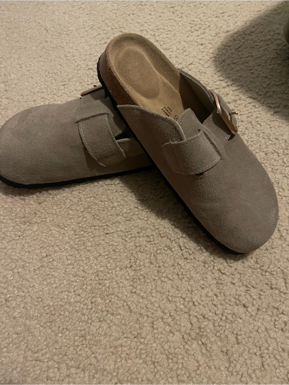 Women’s Suede Slip-On Clog Mule in Taupe